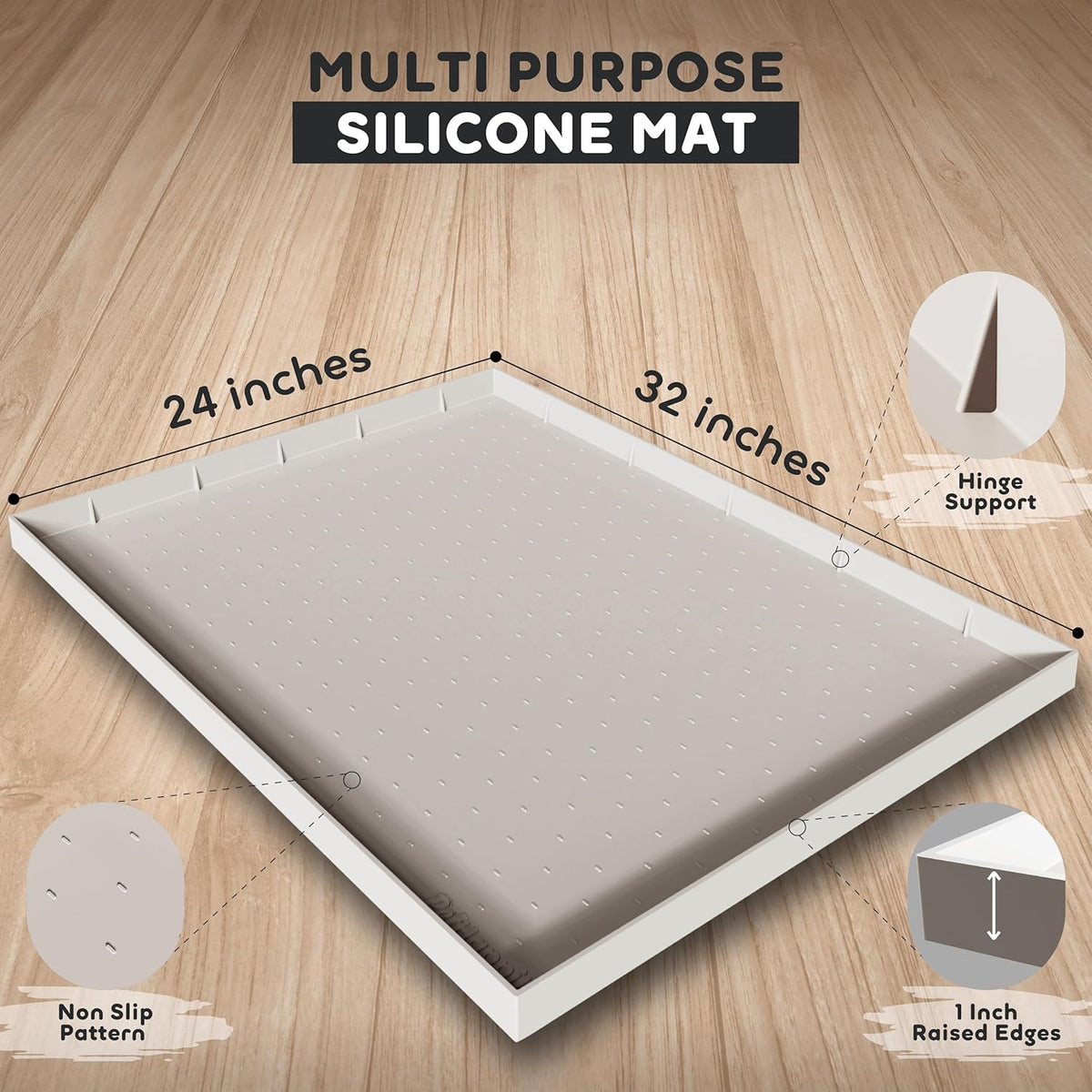32x24x1” XL Dog Food Mat - All Purpose Under Sink Liner, Washer and Dryer Covers for The Top