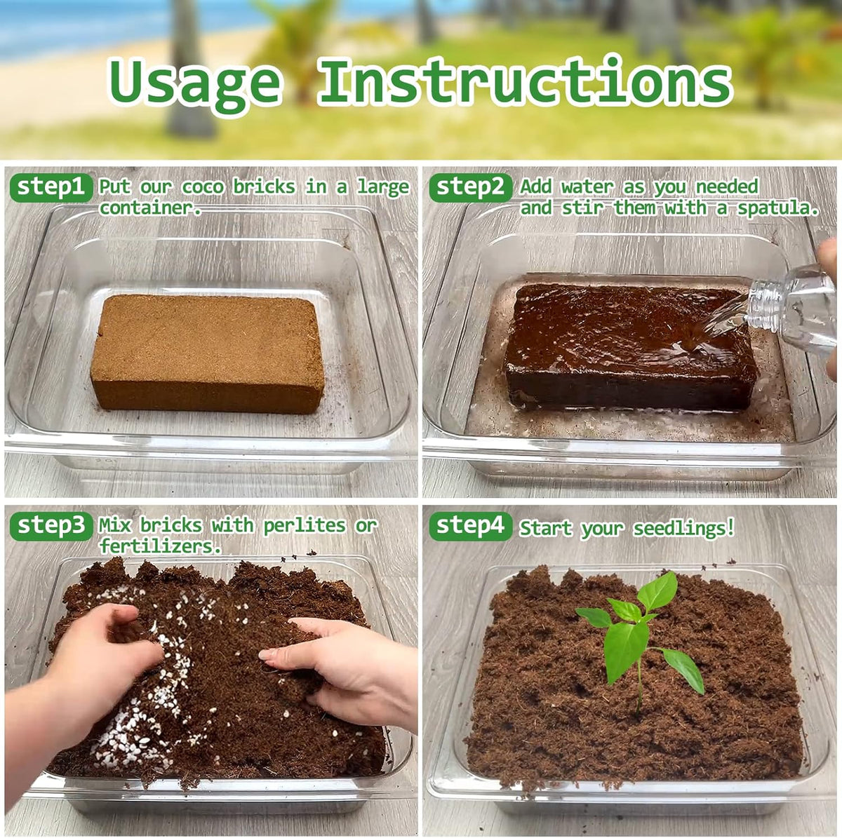 Riare 12pcs Organic Coco Coir Bricks Soil Blocks- 100% Natural Compressed Coco Peat Brick Coconut