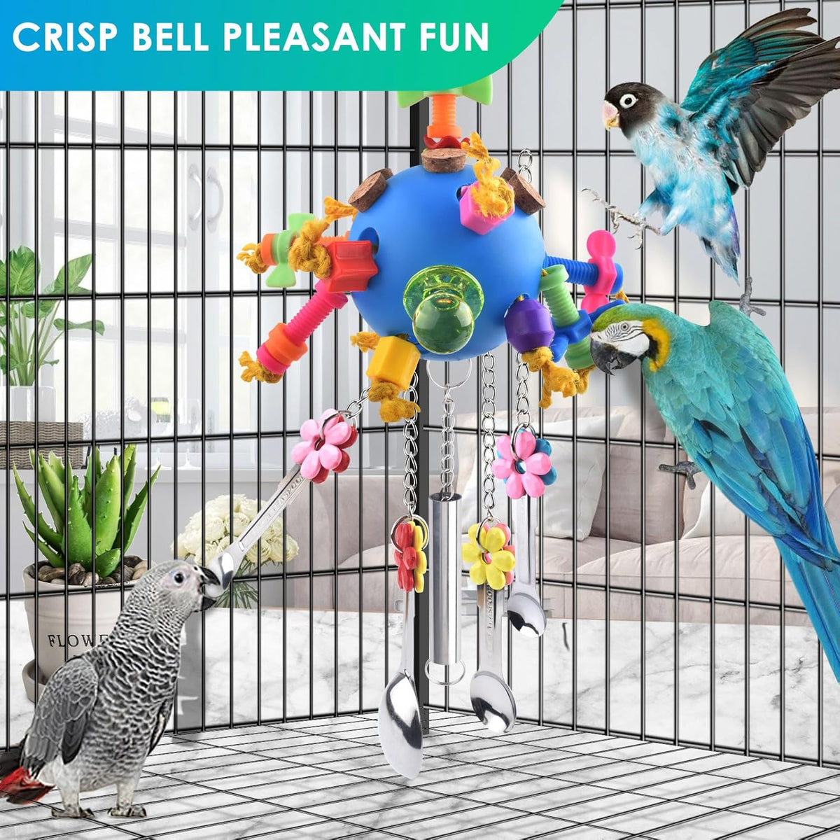 KATUMO Bird Toys, Parrot Pull Spoons Colorful Acrylic Stick Toys Bird Chew Toys for Amazon Parrot