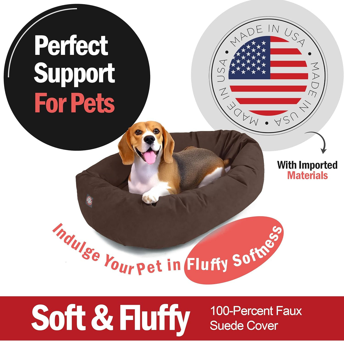 Majestic Pet 32 Inch Suede Shredded Memory Foam Mix Calming Medium Dog Bed Washable 32x23x7 (Inch)