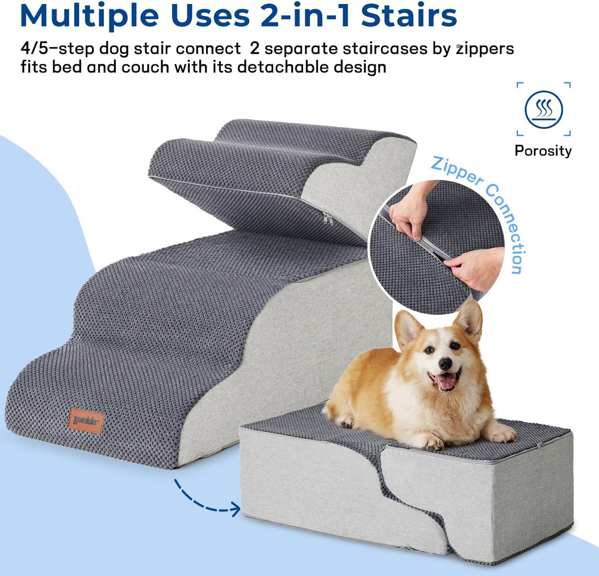 Dog Stairs Ramp for Bed 19.7" H - Pet Stairs Steps for Small to Medium Dogs to Get on Bed and