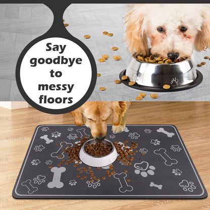 Pet Feeding Mat,Rapid Absorbent Mats for Dog Cat Food, Dog Placemat Water Bowl Mat with Rubber