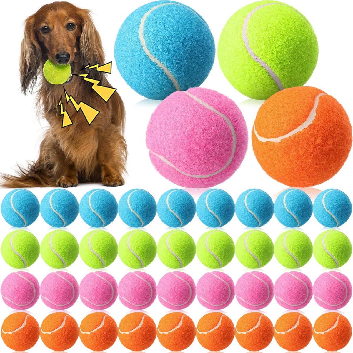 Skylety 40 Pcs 2.5 inch Squeaky Tennis Balls Bulk for Dogs Bouncy Floatable Tennis Balls Dog
