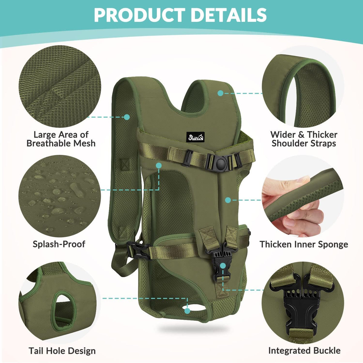 Lukovee Dog Backpack Carrier, Legs Out Easy-fit Dog Front Carrier for Small Medium Dogs, Adjustable