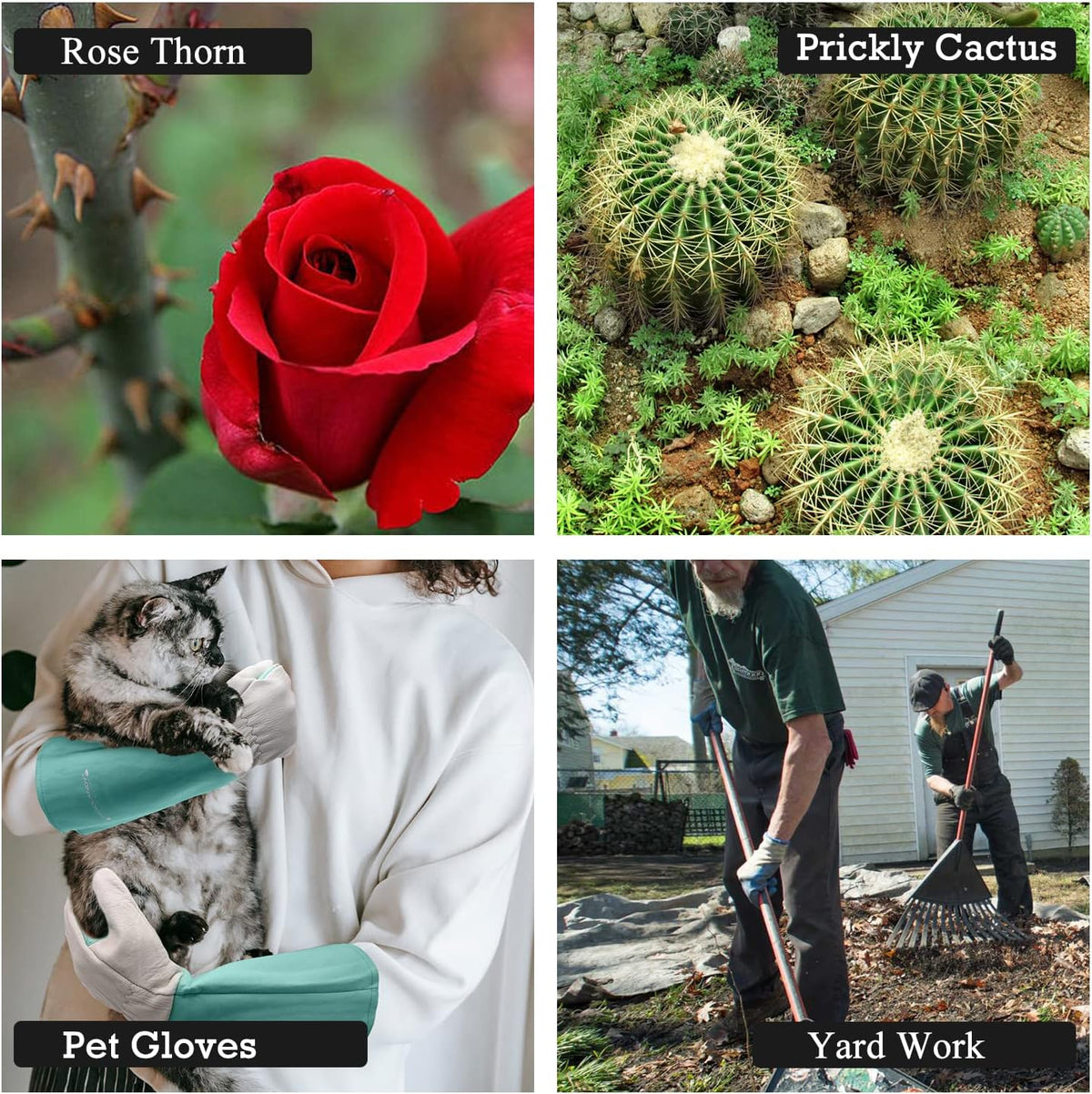 HANDLANDY Long Gardening Gloves for Men & Women, Thorn Proof Rose Pruning Gloves Leather Gauntlets
