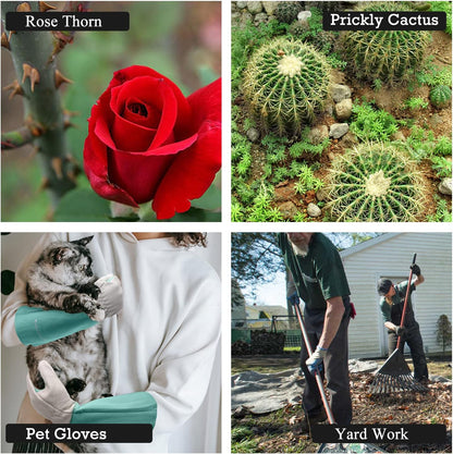 HANDLANDY Long Gardening Gloves for Men & Women, Thorn Proof Rose Pruning Gloves Leather Gauntlets