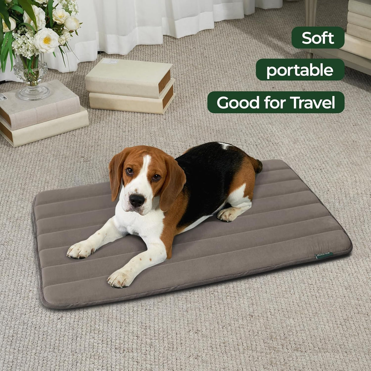 BALANCE Dog Crate Pad, Dog Foam Crate Mat Kennel Pad, Washable Water-Resistant Pet Bed Flat Dogs