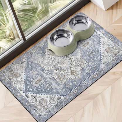 Dog Food Mats for Floors, Absorbent Dog Bowl Mat for Food and Water Dispenser Mat, Quick Dry Cat