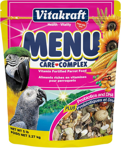 Vitakraft Menu Premium Parrot Food - Vitamin-Fortified - Macaw, Amazon, Conure, and Parrot Food for