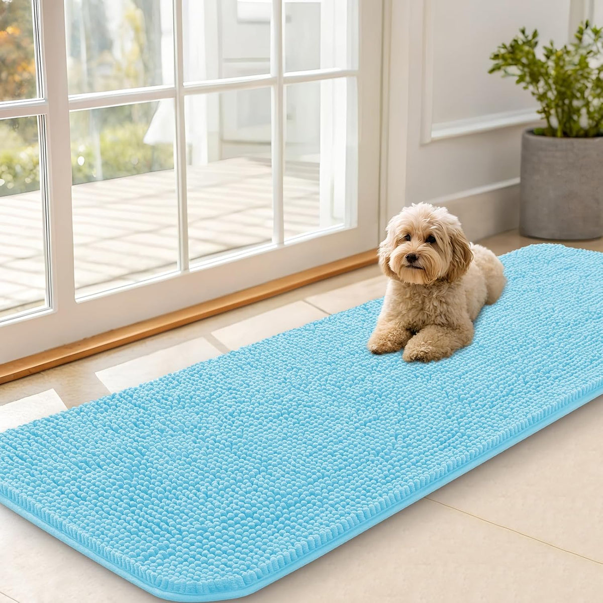 OLANLY Dog Door Mat for Muddy Paws 59x20, Absorbs Moisture and Dirt, Absorbent Non-Slip Washable