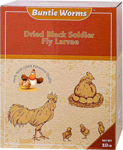 Dried Black Soldier Fly Larvae 10LB, 100% Natural Non-GMO, No Additives, Treat for Chickens