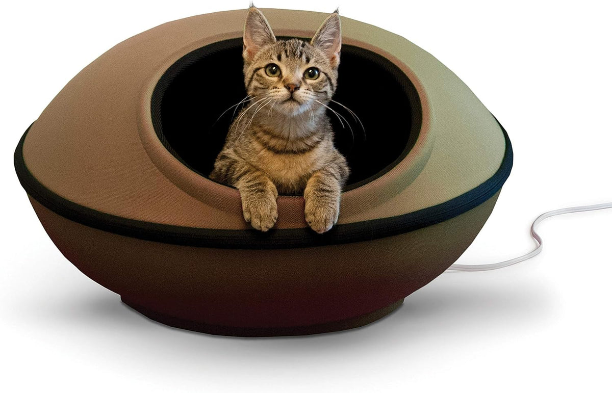 K&H Pet Products Heated Cat Bed for Large Cats, Thermo-Kitty Mod Dream Pod Heated Cat Cave Tent