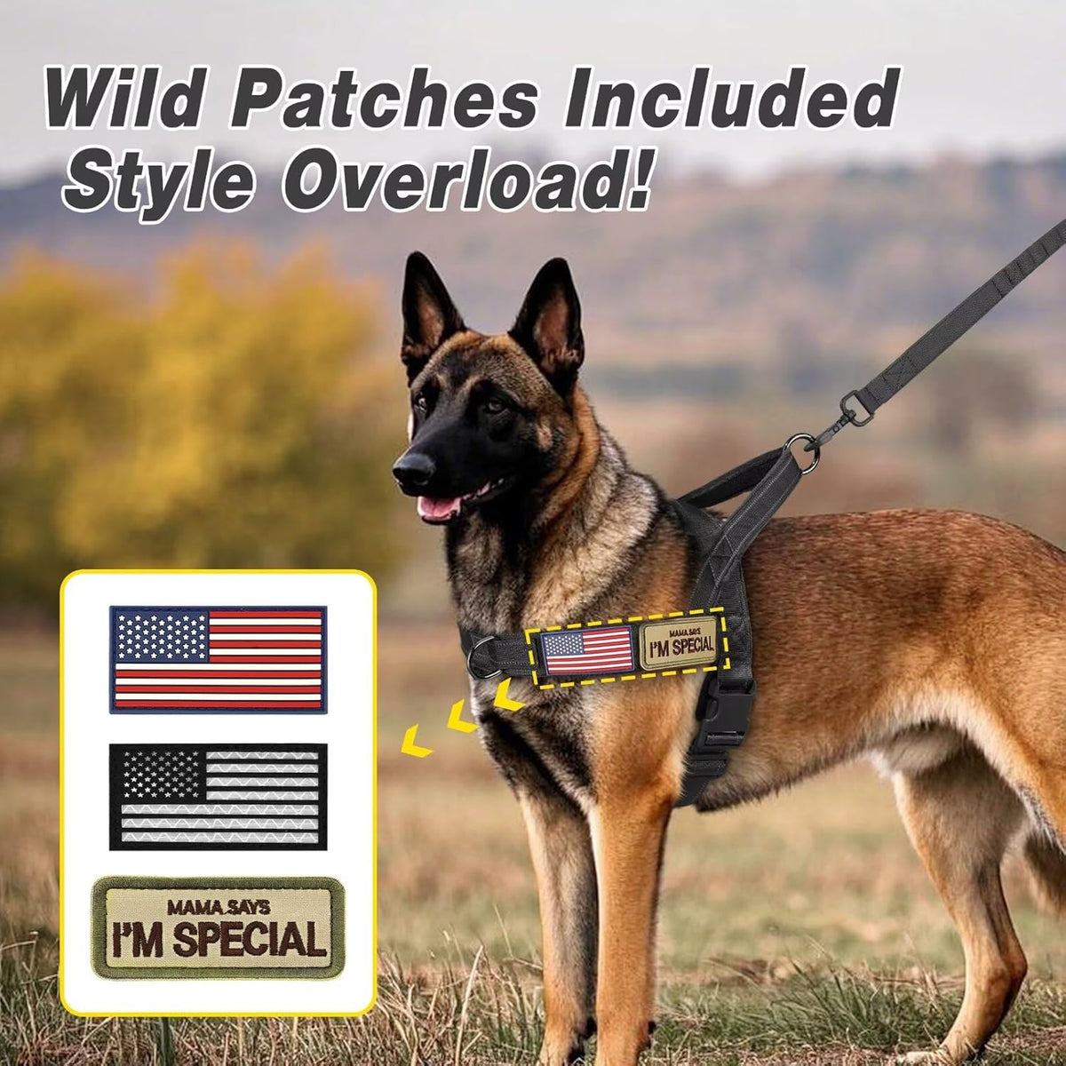 Forestpaw No Pull Dog Harness - Soft Flannel Padded Tactical Dog Vest Harness with Quick Release
