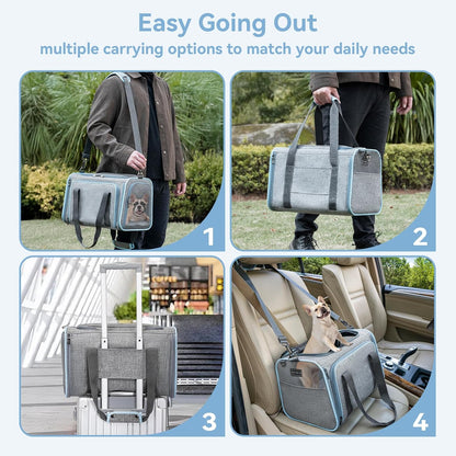 Petsfit Expandable Pet Carrier, 19x12x12 inches Soft-Sided Portable Cat Carrier Dog Carrier, with