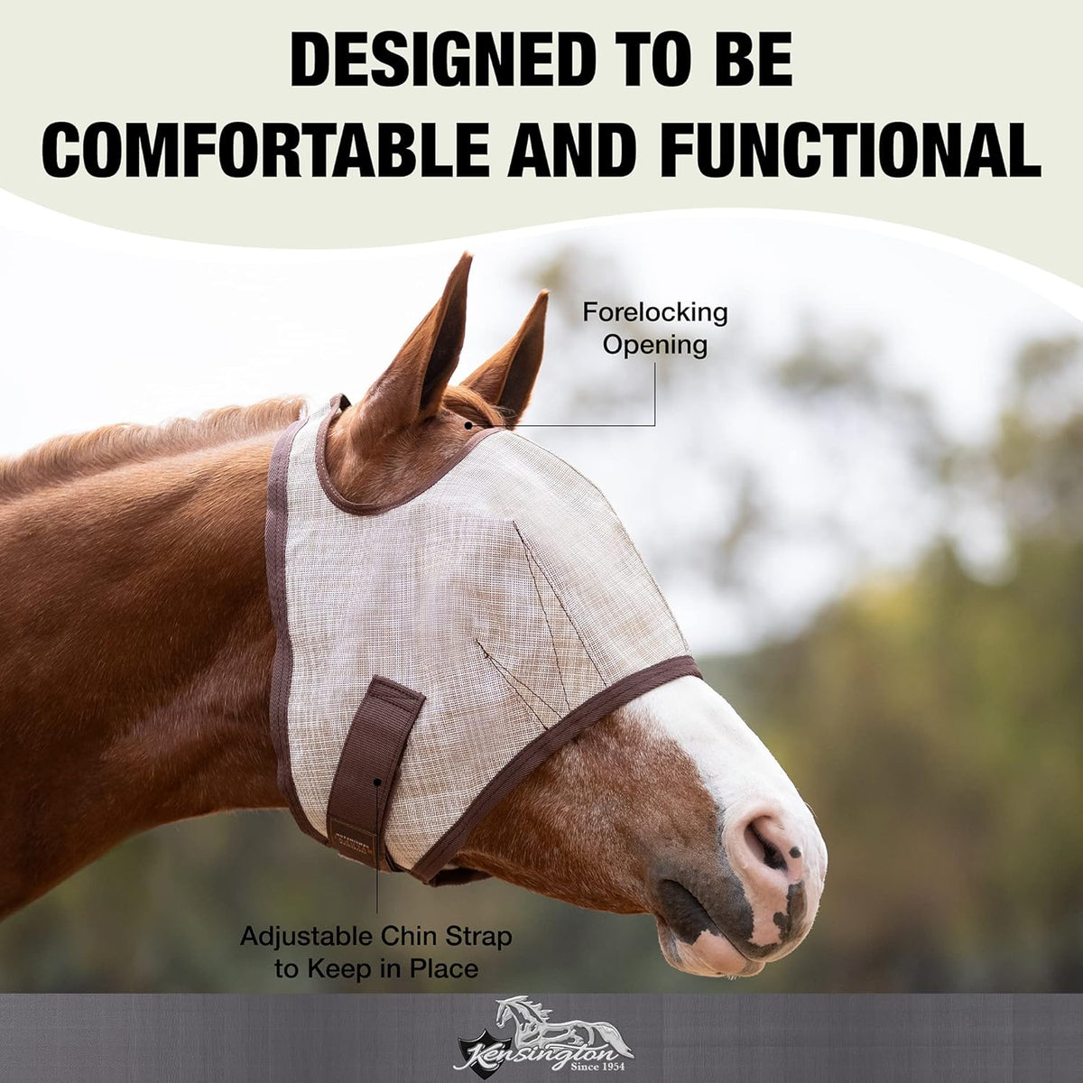 Kensington Fly Mask Web Trim Protects Horses Face and Eyes from Bites and Sun Rays While Allowing