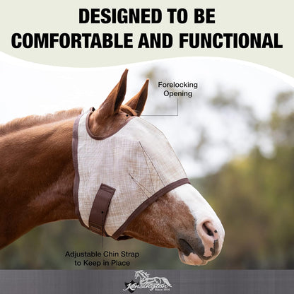 Kensington Fly Mask Web Trim Protects Horses Face and Eyes from Bites and Sun Rays While Allowing
