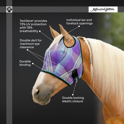 Kensington UV Horse Fly Mask with Web Trim - Protective Mask with Dual Ear Opening & Forelock