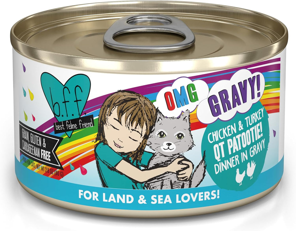 Weruva B.F.F. OMG - Best Feline Friend Oh My Gravy! Grain-Free Wet Cat Food Cans, QT Patootie!