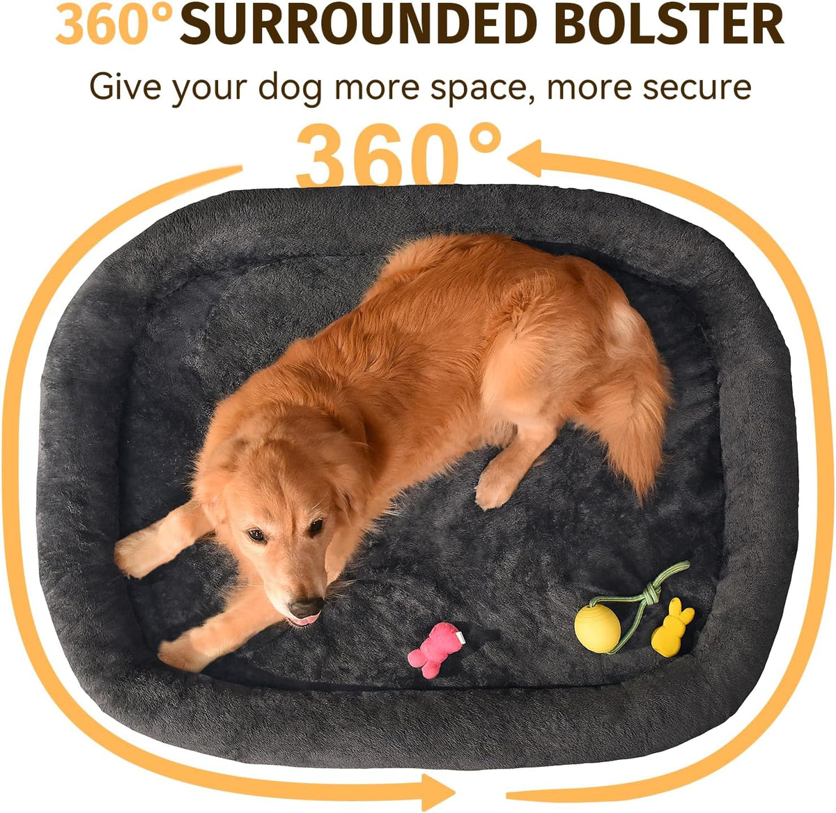 Orthopedic Waterproof Large Dog Bed: Washable Dog Bed with Bolsters - XXL Orthopedic Removable