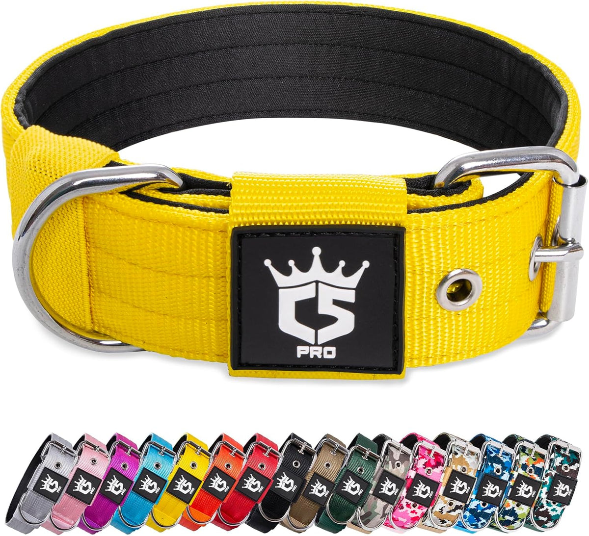 TSPRO Tactical Dog Collar 1.5 Inch Wide Thick Dog Collars with Heavy Duty Metal Buckle, Durable