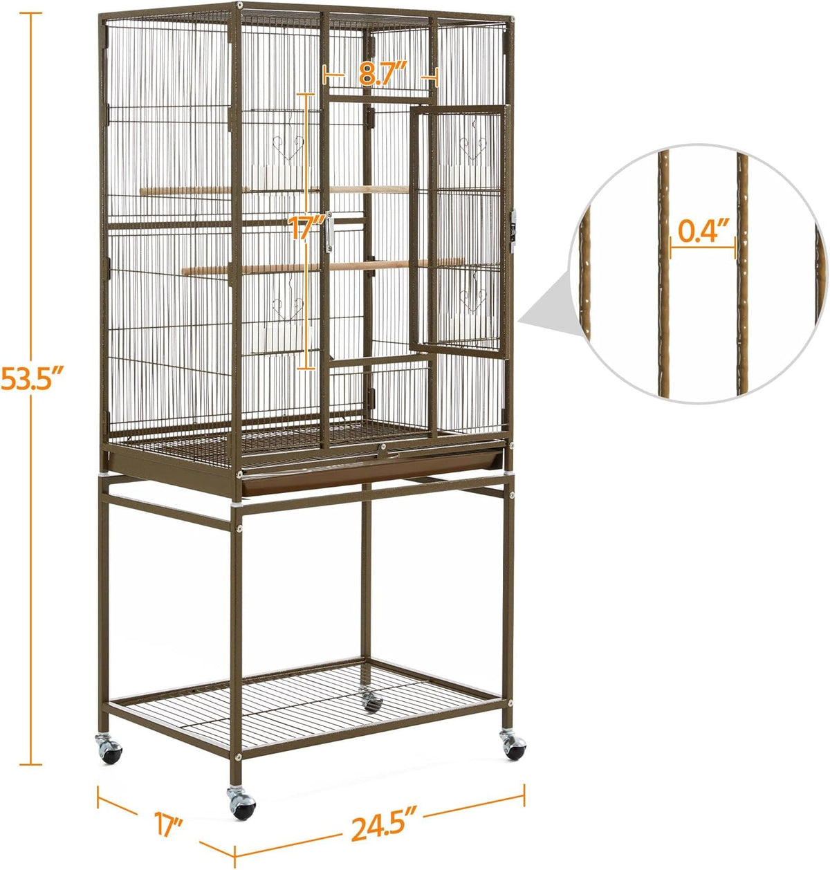 Yaheetech Wrought Iron Standing Large Parrot Parakeet Flight Bird Cage with Stand for Small Parrot