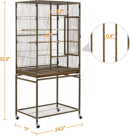 Yaheetech Wrought Iron Standing Large Parrot Parakeet Flight Bird Cage with Stand for Small Parrot