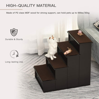 PawHut Pet Stairs, Small Pet Steps with Cushioned Removable Covering for Dogs and Cats Up to 22
