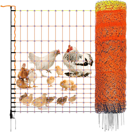 Pet & Livestock HQ Electric Fence Poultry Netting 48" x 164' - Portable Pre-Assembled Electric Net