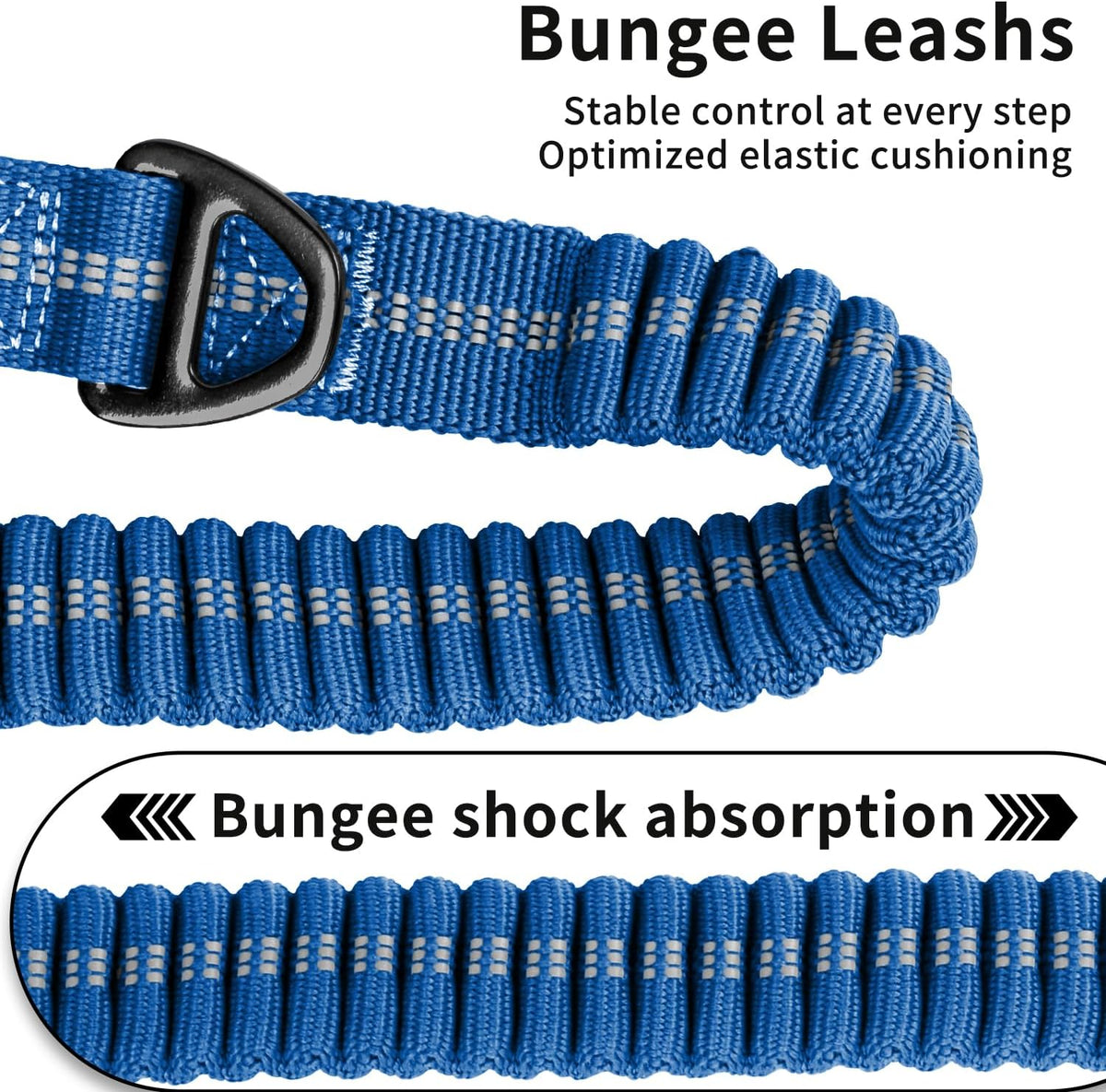 Heavy Duty Tactical Bungee Dog Leash, 4-6FT Shock Absorbing Tactical Dog Leash with 2 Padded
