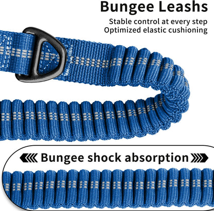 Heavy Duty Tactical Bungee Dog Leash, 4-6FT Shock Absorbing Tactical Dog Leash with 2 Padded