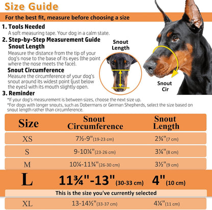 BARKLESS Dog Muzzle, Basket Muzzle for Biting, Chewing and Scavenging, Humane Cage Mouth Cover