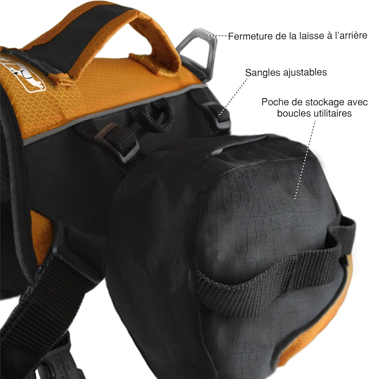 Kurgo Big Baxter Dog Backpack, Dog Saddlebag, Dog Pack, Adjustable Saddlebag for Hiking, Walking