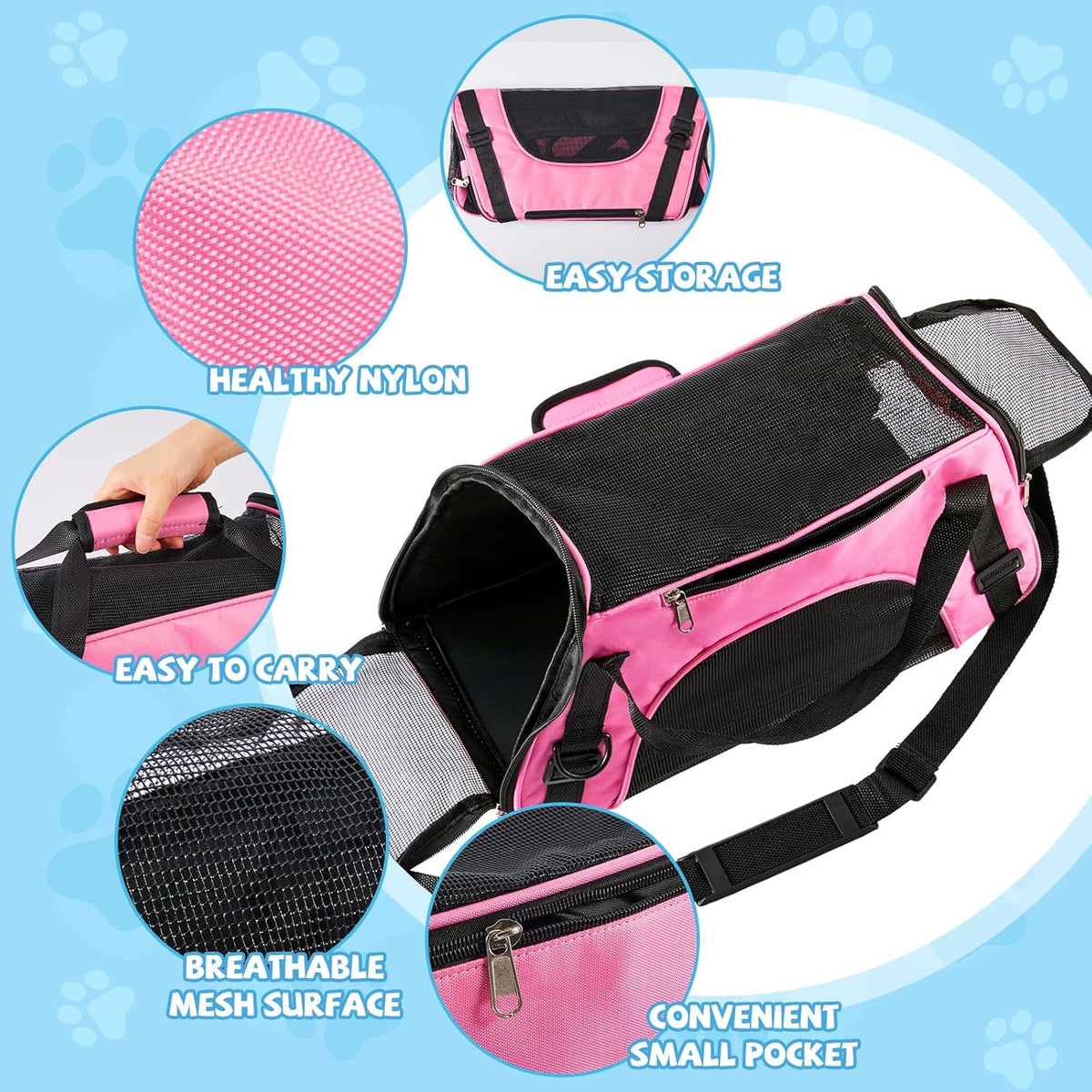 Sweetude 4 Pcs Cat Carrier Soft-Sided Pet Carrying Bag for Cat Under 13 Lbs, 16.9 x 11x 7.5 Inch