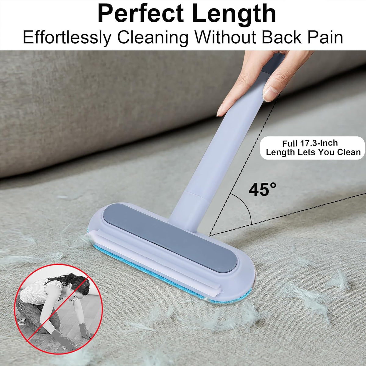 Pet Hair Remover for Furniture, Reusable, Effective Lint Brush for Dog and Cat Hair - 17.3Inch