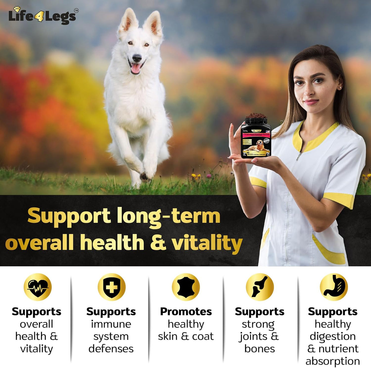 Soft Chews Dog Vitamins & Supplements - Dog Multivitamin - Hemp Oil Glucosamine Chondroitin Hip and