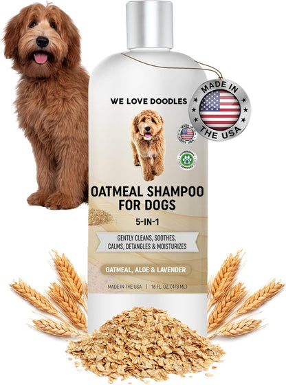 5-in-1 Premium Oatmeal Shampoo for Dogs, Gentle for Itchy & Sensitive Skin, Provides Itch Relief