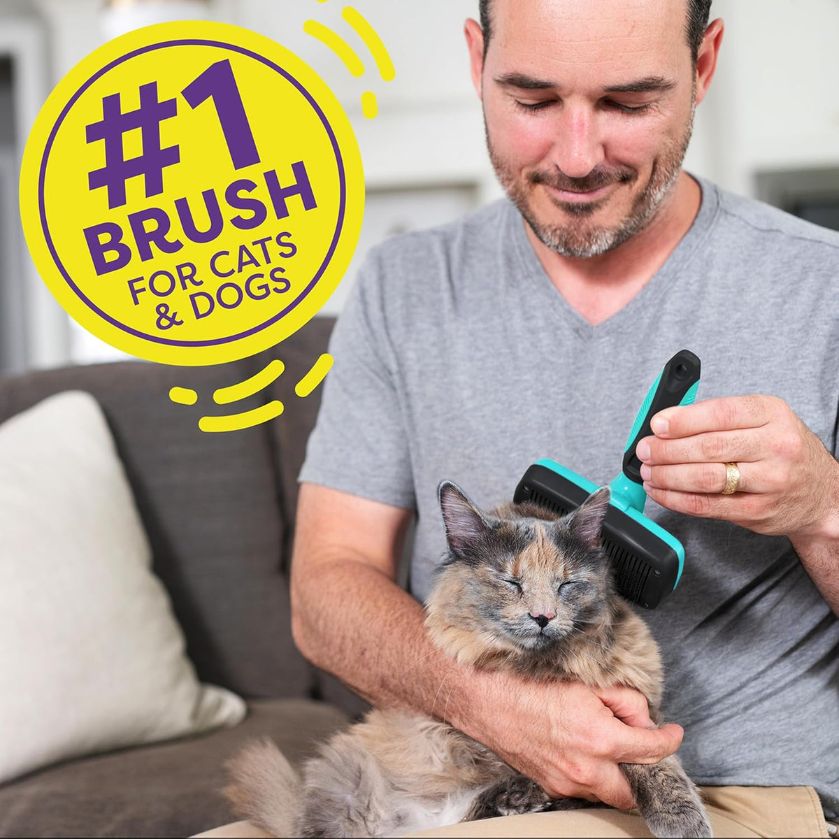 Hertzko Dog Brush for Shedding - Self Cleaning Slicker Brush for Dogs and Cats - Gently Removes