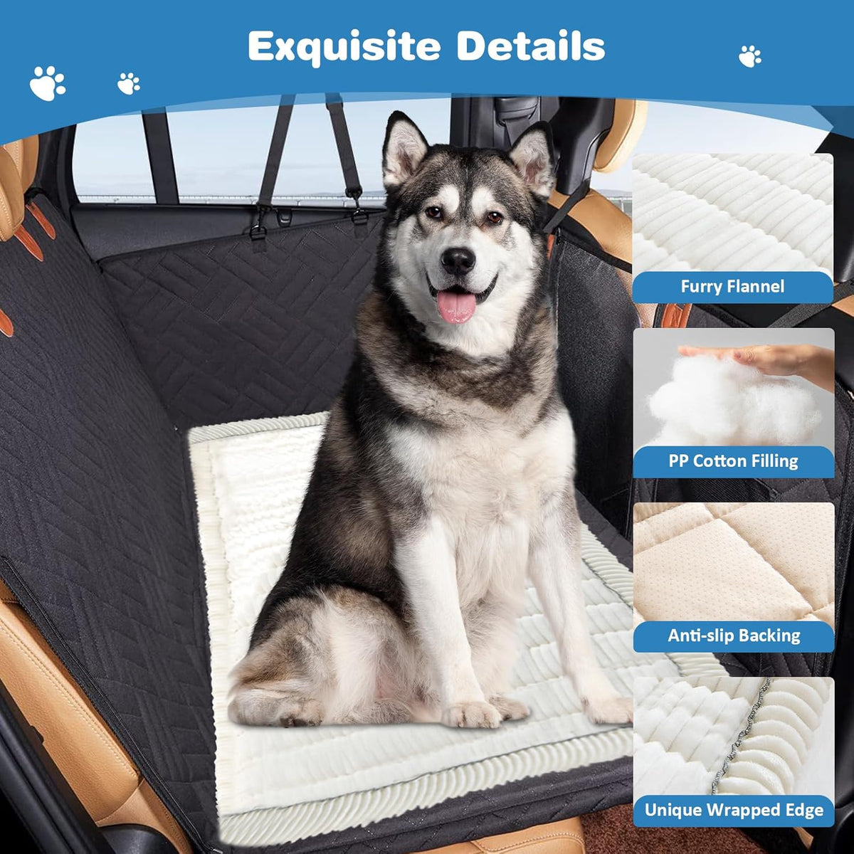VClife Dog Bed Mat for Car, Anti Slip Pet Bed Travel Pad Comfortable Furry Dog Car Seat Cover for