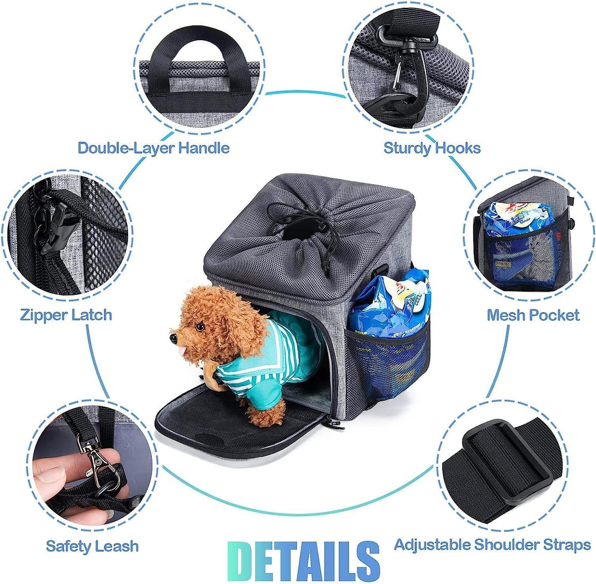 Dog Bike Basket Carrier, Pet Bicycle Front Carrier Backpack for Bike Riding Foldable Removable