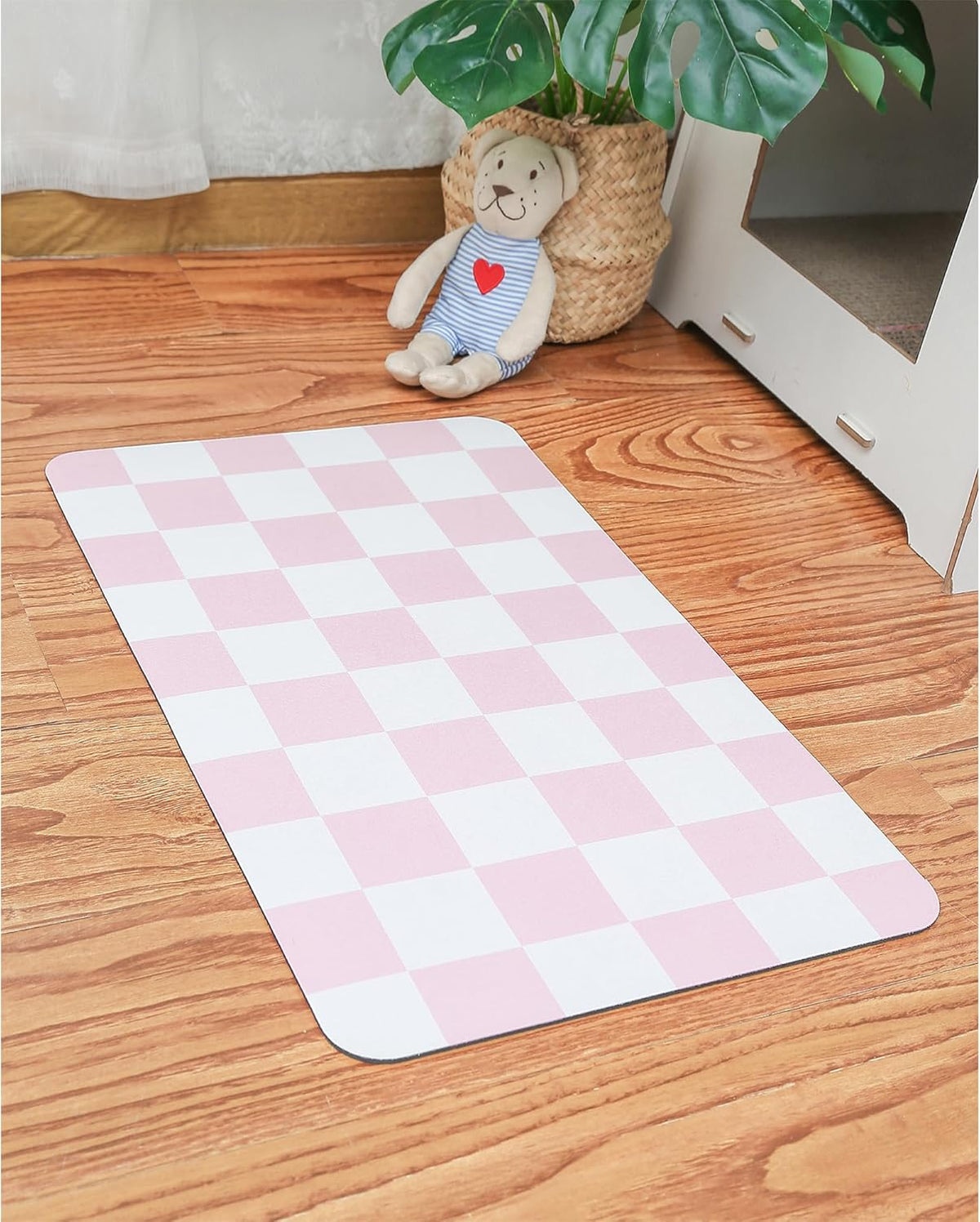 Ralxion Checkered Dog Feeding Mat, Absorbent Mats for Dog Food and Water Bowl, Dispenser, Retro