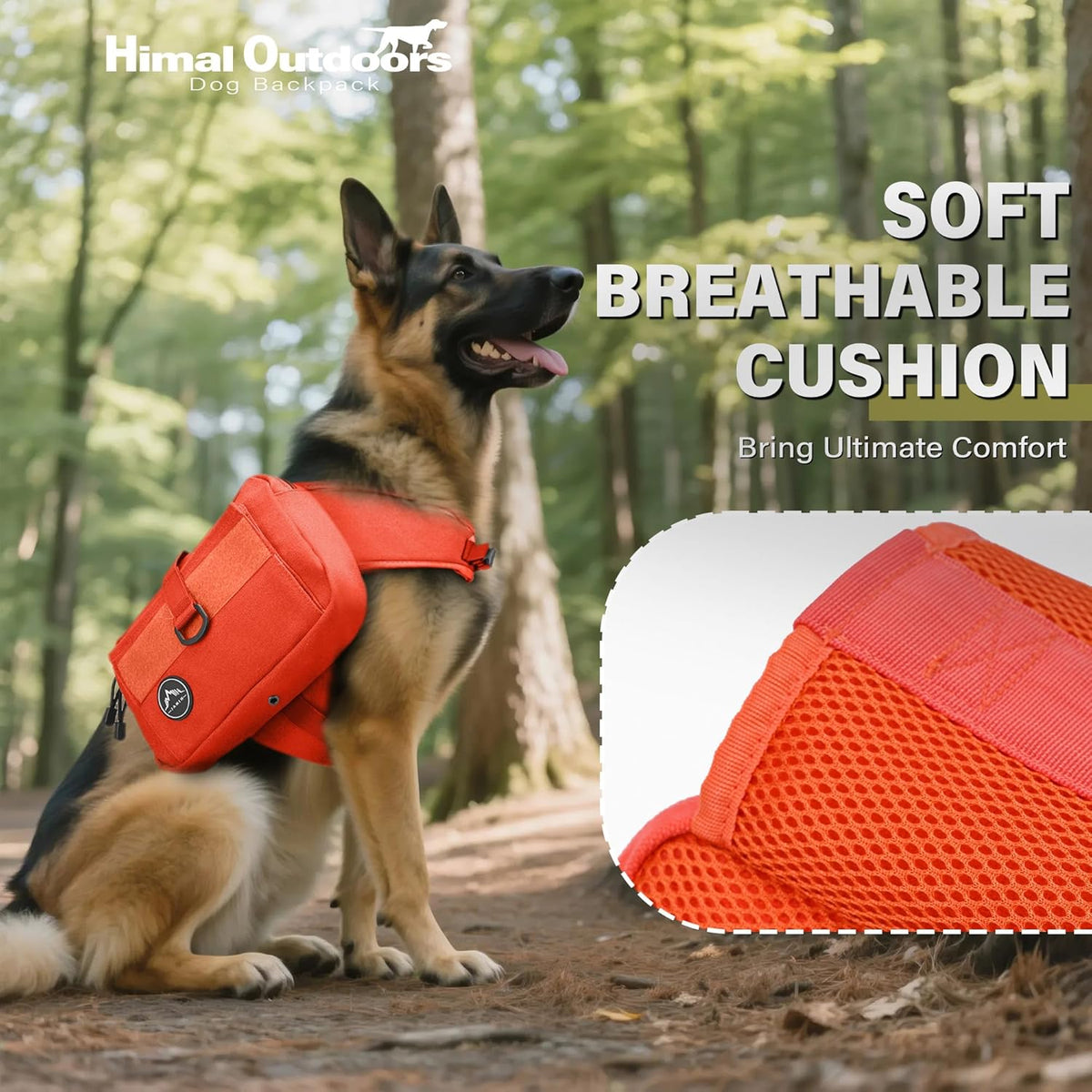 Himal Outdoors Dog Backpack & Saddle Bag, Tactical Hiking Backpack for Large Dogs with Side Pockets