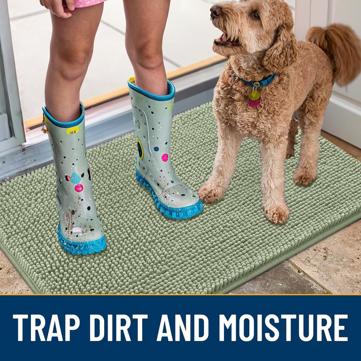 Smiry Dog Door Mat for Muddy Paws 47x24, Absorbs Moisture and Dirt Doormat, Non-Slip Washable Quick
