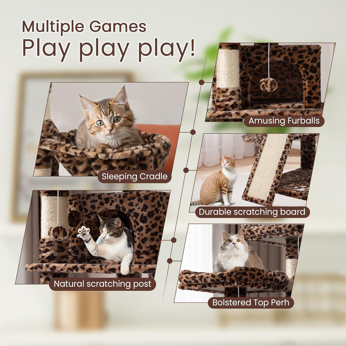 SHA CERLIN 68 Inches Multi-Level Large Cat Tree for Large Kitties/Big Cat Tower with Condo/Cozy