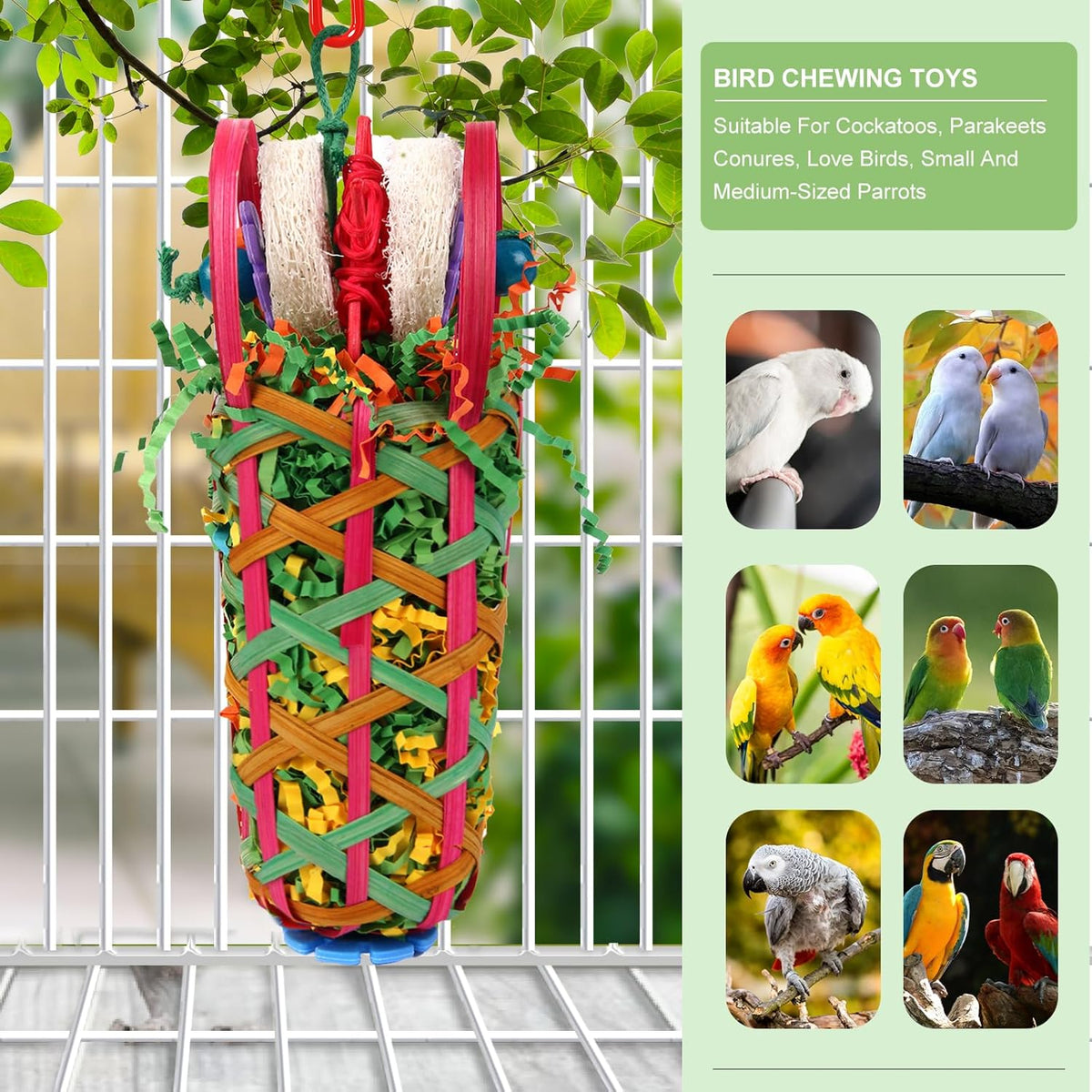 Kyouki Parakeets Toys, 2 PCS Bird Chewing Toys – Perfect for Cockatoos, Conures, Love Birds, Small
