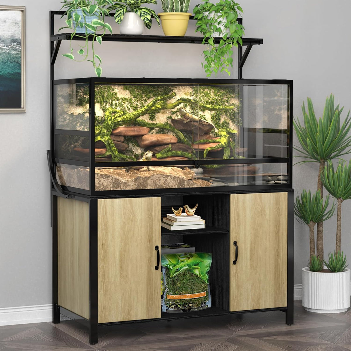 GDLF Reptile Tank Stand Terrarium Stand with Cabinet for Accessories Storage 48" X 24" Tabletop