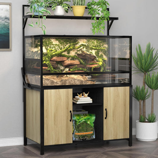 GDLF Reptile Tank Stand Terrarium Stand with Cabinet for Accessories Storage 48" X 24" Tabletop