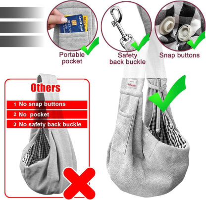 Pet Dog Sling Carrier for 3-10 lbs pet,Dog Purse Pouch,Dog Satchel,Reversible unadjustable Strap