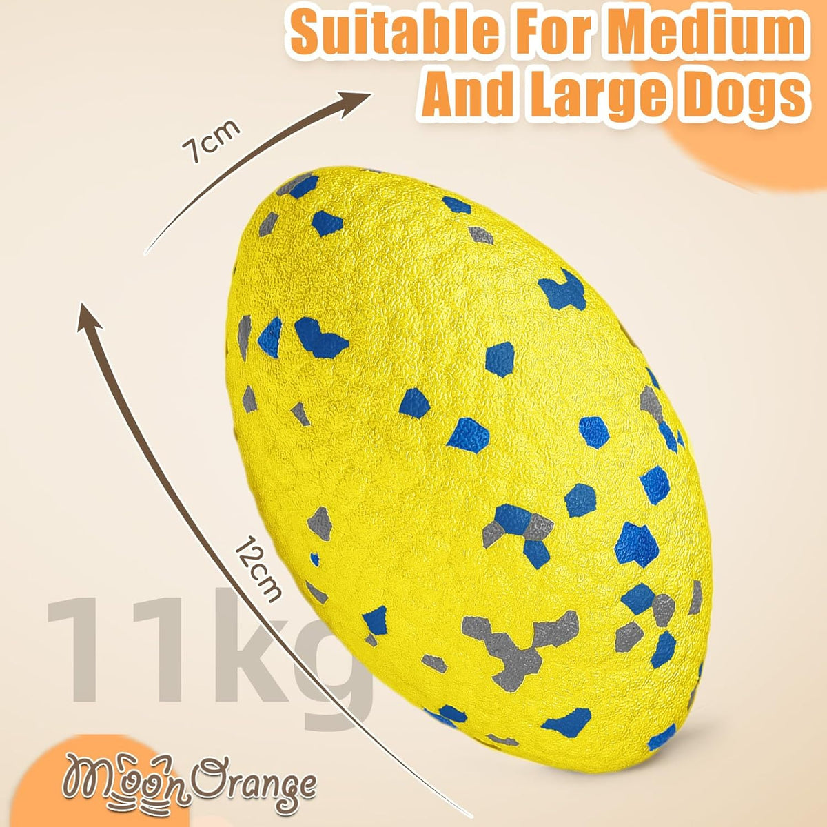 4.72" Indestructible Large Rugby Balls for Aggressive Chewers Durable Olive Bouncy Interactive