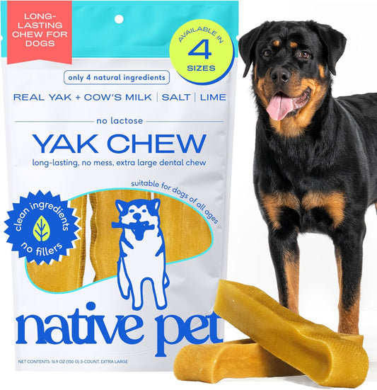 Native Pet Yak Cheese Himalayan Dog Chews XLarge - Long Lasting Dental Sticks for Extra Large