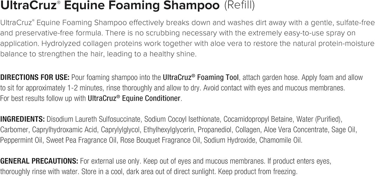 UltraCruz Equine Foaming Horse Shampoo with Travel Applicator, Conditioner and Show Polish Spray